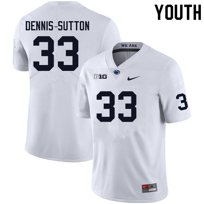 Youth #33 Dani Dennis-Sutton Penn State Nittany Lions College Football Jerseys Sale-White - Click Image to Close